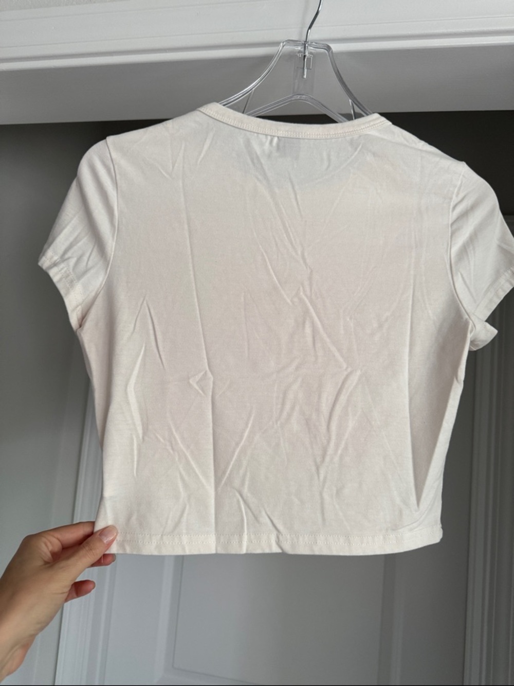 Graphic Crop Tee - Pink Print Women’s Top - Picture 5 of 5